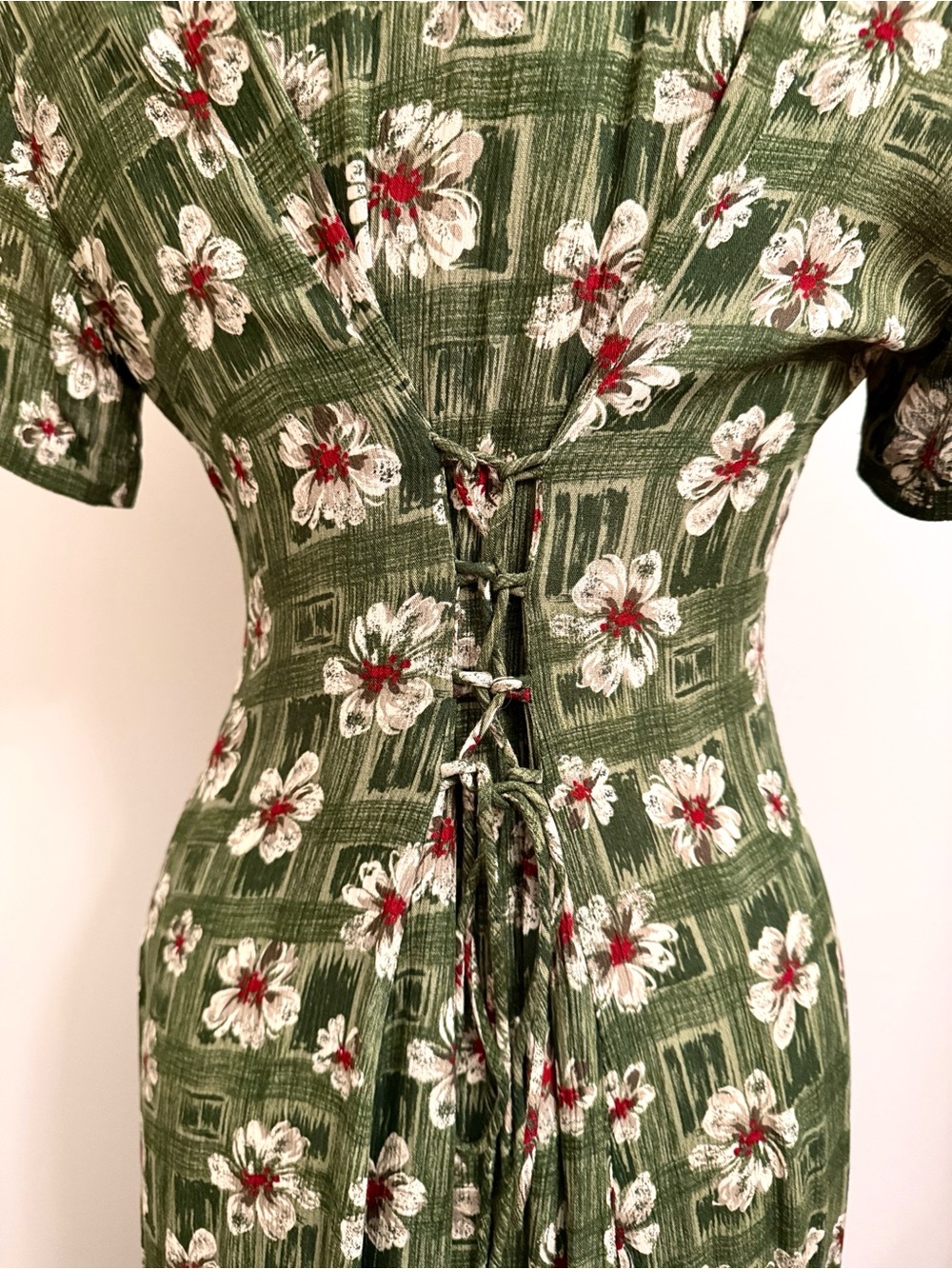 Westport LTD Vintage Green Cream Floral SZ 6 Countrycore Prairie Boho 90’s Dress - Picture 8 of 11